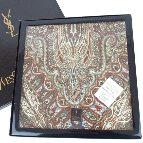 034141AG YVES Saint Laurent Scarf Large Brown Silk